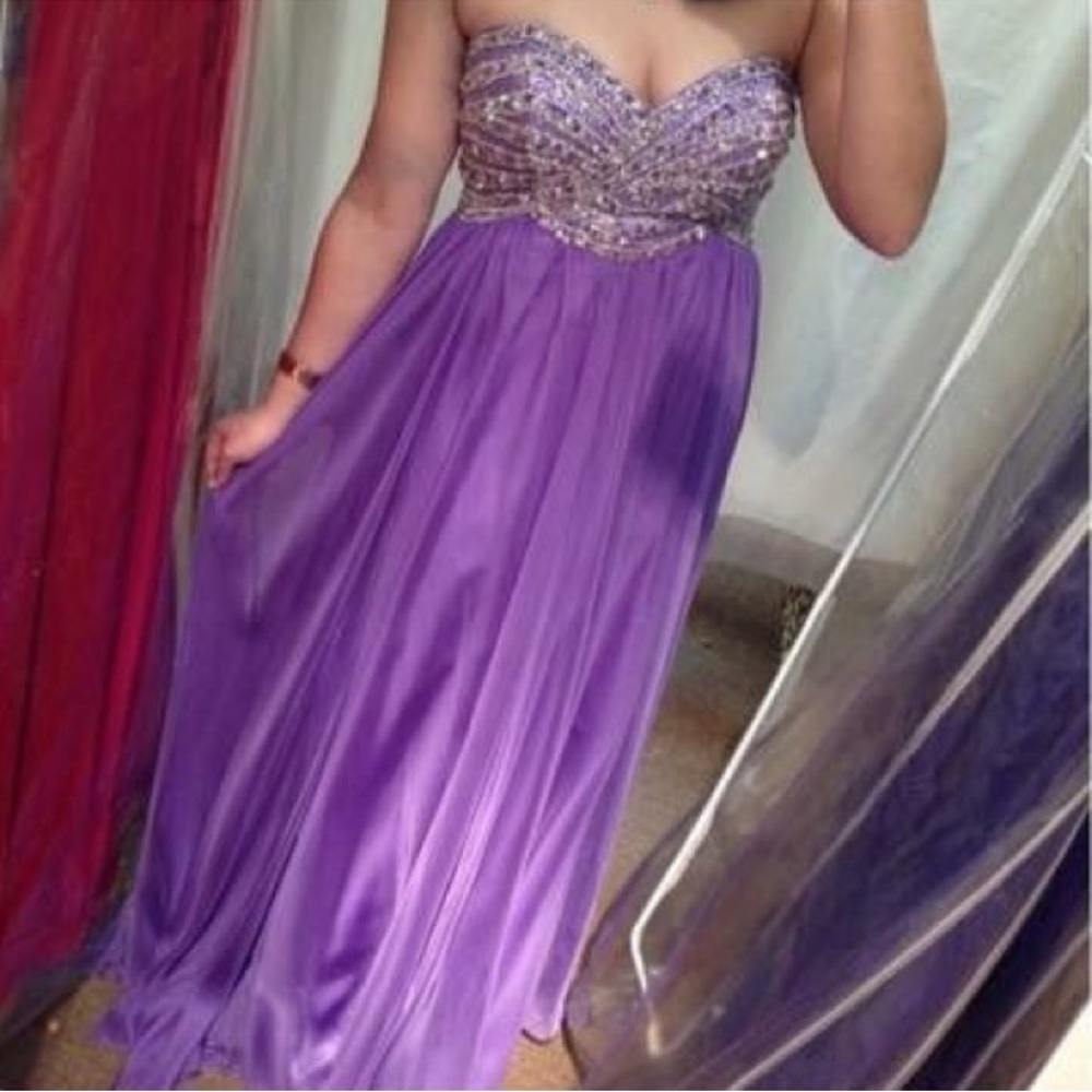 Sherri Hill Strapless Purple Gown